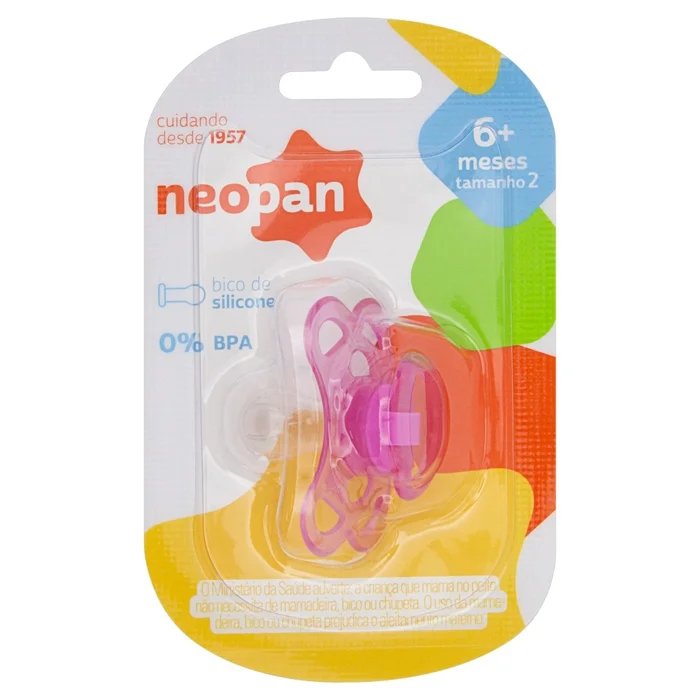 Chupeta Neopan Silicone Ortodôntica Rosa Fase 0