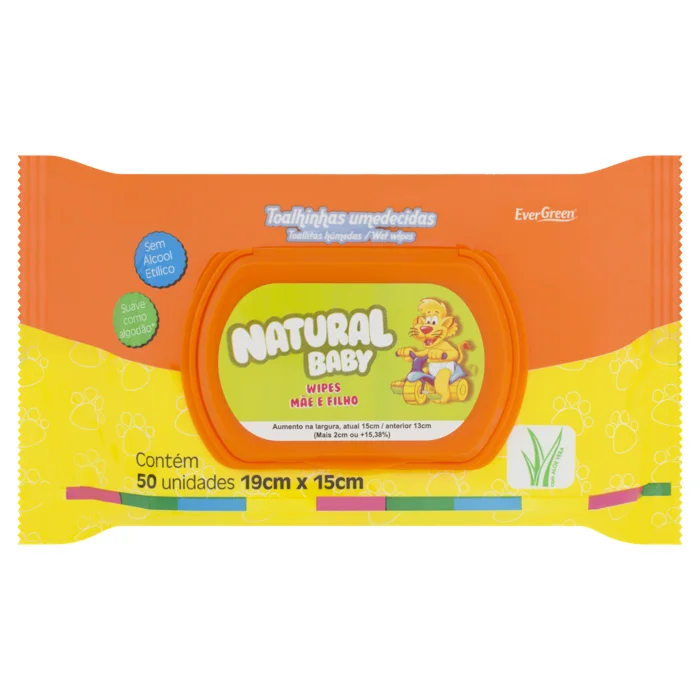 Lenços Umedecidos Natural Baby 50 Unidades