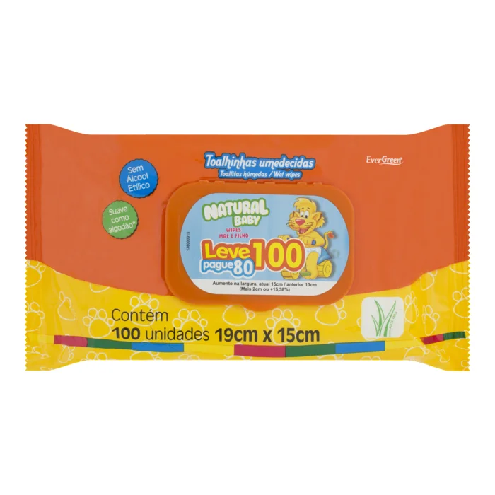 Lenços Umedecidos Natural Baby 100 Unidades