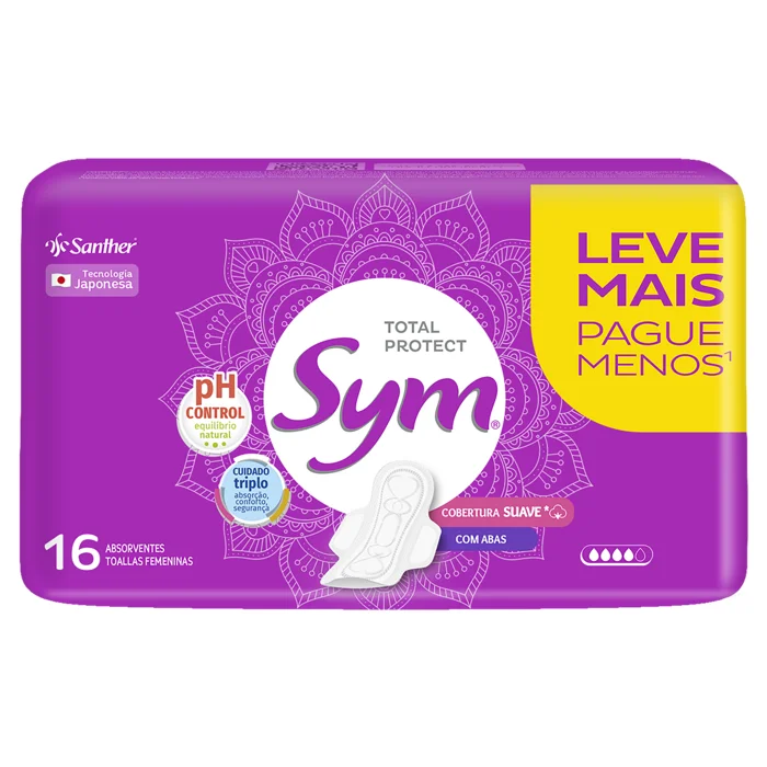 Absorvente Sym Suave com Abas 16 Unidades
